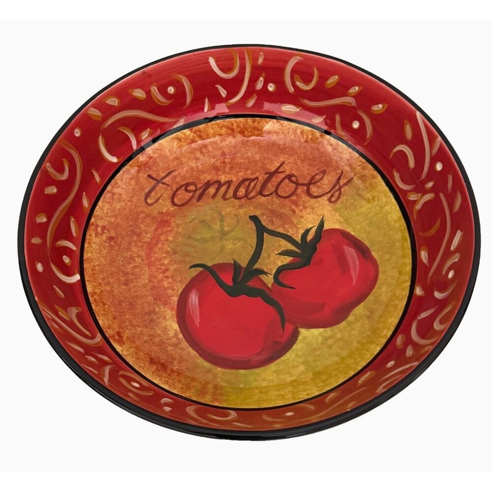 Tomato Serving Bowl Hand Painted Ceramic by Certified International Red Yellow